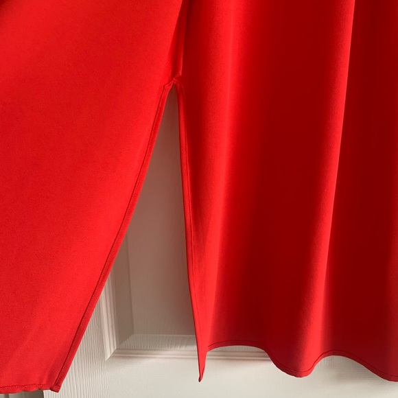 Bright Red Collared Sleeveless Button Down Duster with Split Hem Size Medium - Picture 3 of 5